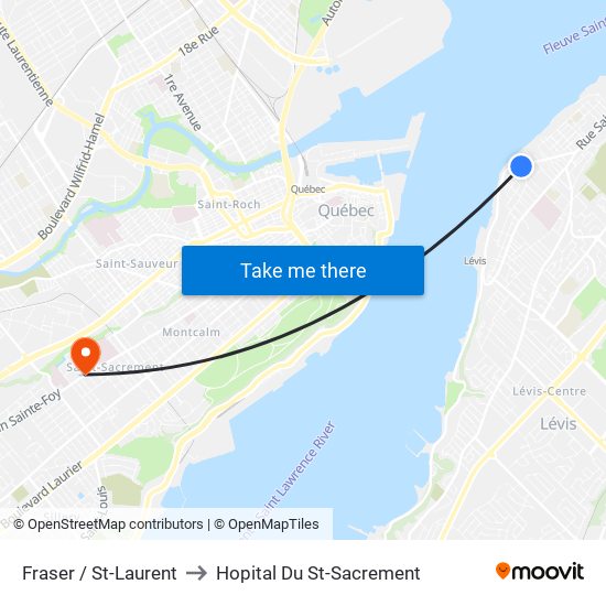 Fraser / St-Laurent to Hopital Du St-Sacrement map