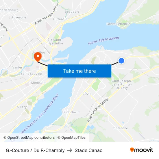 G.-Couture / Du F.-Chambly to Stade Canac map