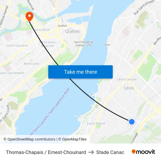 Thomas-Chapais / Ernest-Chouinard to Stade Canac map