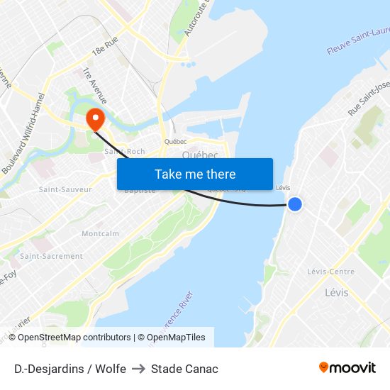 D.-Desjardins / Wolfe to Stade Canac map