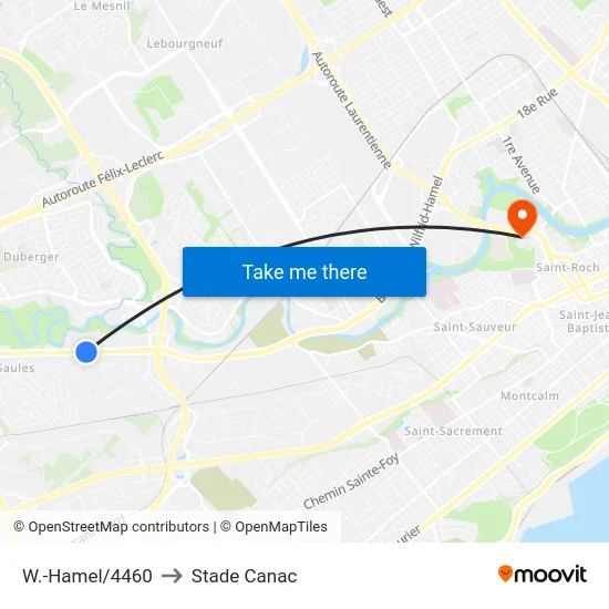 W.-Hamel/4460 to Stade Canac map