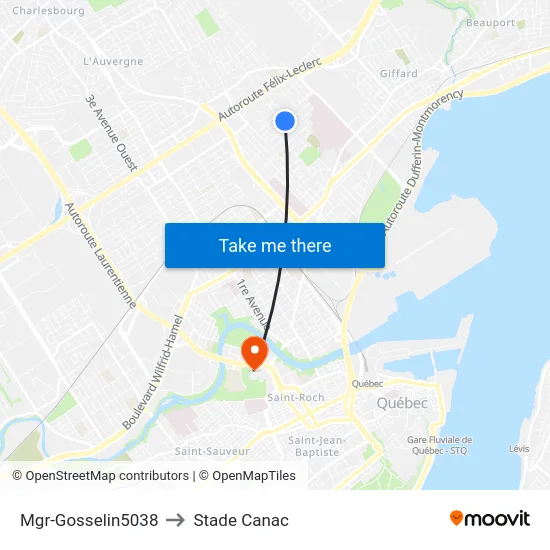 Mgr-Gosselin5038 to Stade Canac map