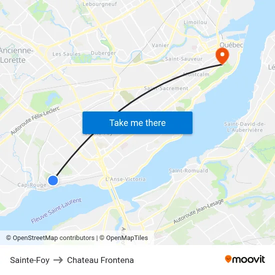 Sainte-Foy to Chateau Frontena map