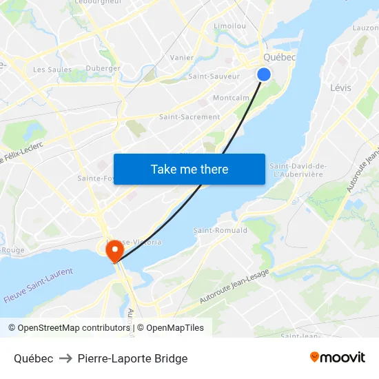 Québec to Pierre-Laporte Bridge map