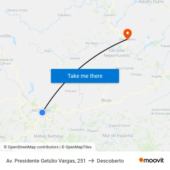 Av. Presidente Getúlio Vargas, 251 to Descoberto map