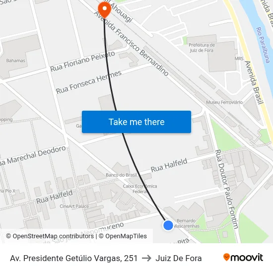 Av. Presidente Getúlio Vargas, 251 to Juiz De Fora map