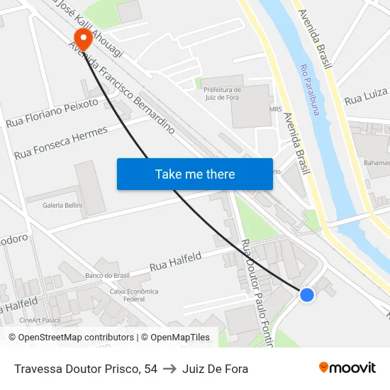 Travessa Doutor Prisco, 54 to Juiz De Fora map