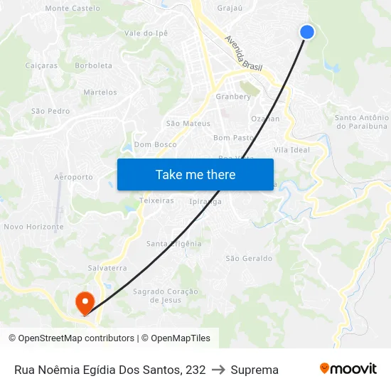 Rua Noêmia Egídia Dos Santos, 232 to Suprema map