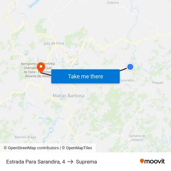 Estrada Para Sarandira, 4 to Suprema map