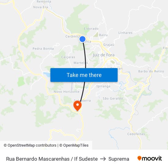 Rua Bernardo Mascarenhas / If Sudeste to Suprema map