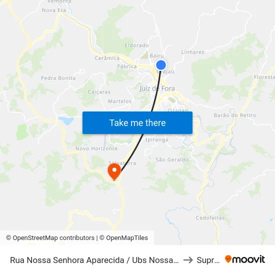 Rua Nossa Senhora Aparecida / Ubs Nossa Senhora Aparecida to Suprema map