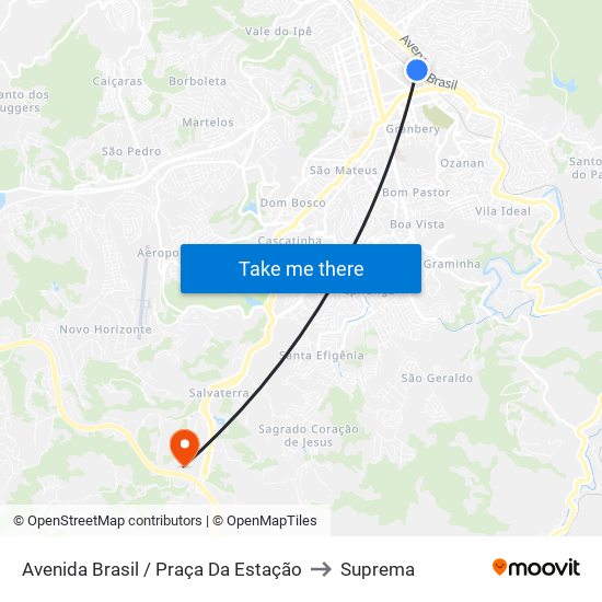Avenida Brasil / Praça Da Estação to Suprema map