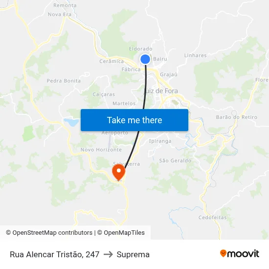 Rua Alencar Tristão, 247 to Suprema map