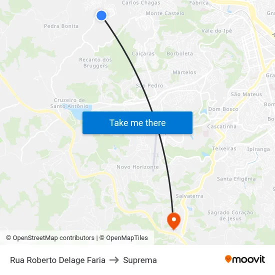 Rua Roberto Delage Faria to Suprema map