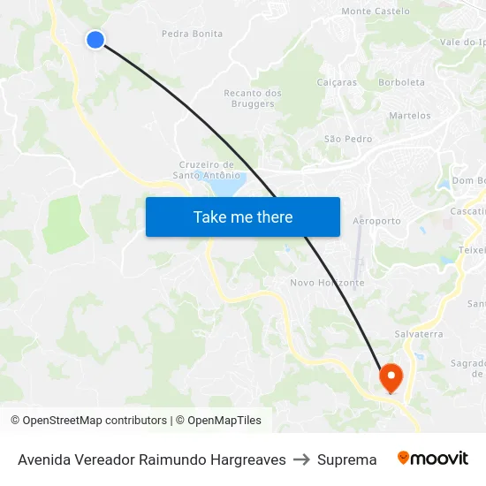 Avenida Vereador Raimundo Hargreaves to Suprema map