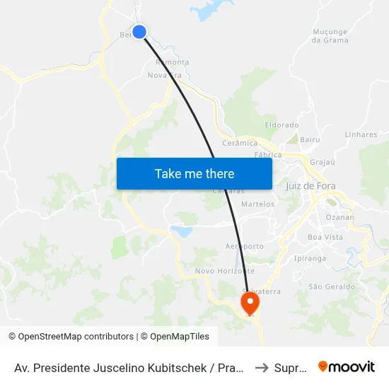 Av. Presidente Juscelino Kubitschek / Praça De Benfica to Suprema map