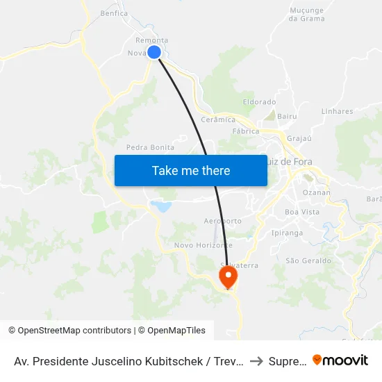 Av. Presidente Juscelino Kubitschek / Trevo Da Br-267 to Suprema map