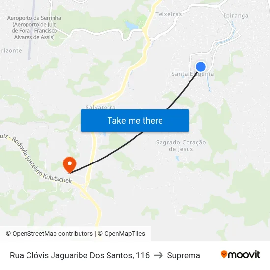 Rua Clóvis Jaguaribe Dos Santos, 116 to Suprema map