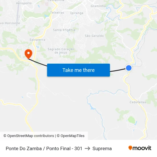 Ponte Do Zamba / Ponto Final - 301 to Suprema map