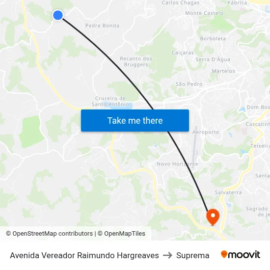 Avenida Vereador Raimundo Hargreaves to Suprema map