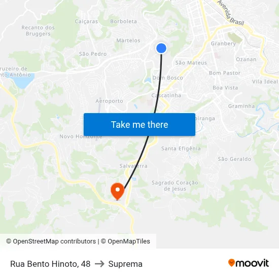 Rua Bento Hinoto, 48 to Suprema map