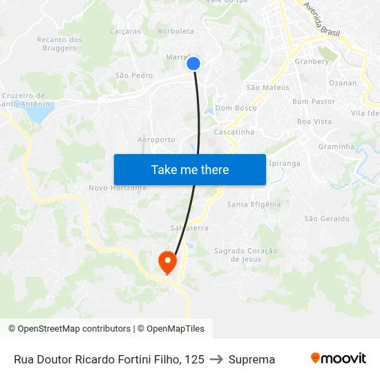 Rua Doutor Ricardo Fortini Filho, 125 to Suprema map