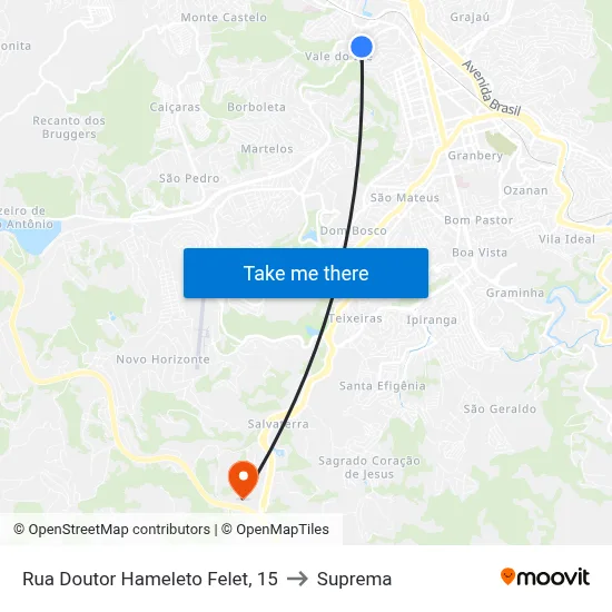 Rua Doutor Hameleto Felet, 15 to Suprema map