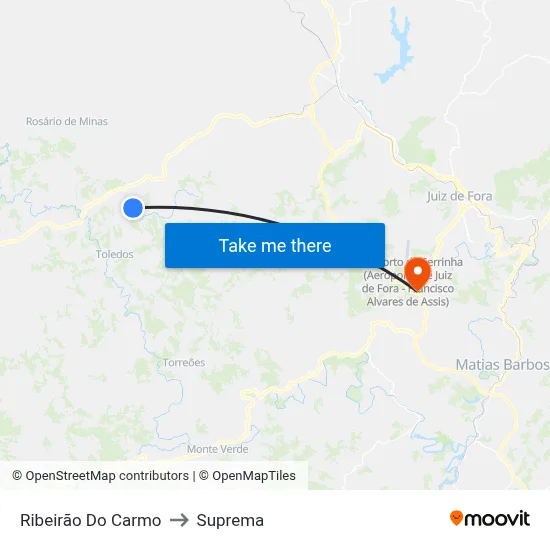 Ribeirão Do Carmo to Suprema map