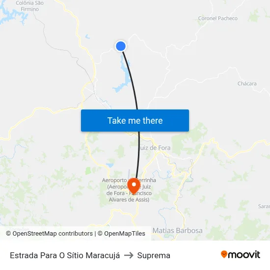 Estrada Para O Sítio Maracujá to Suprema map