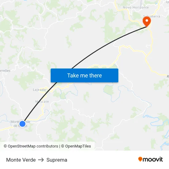 Monte Verde to Suprema map