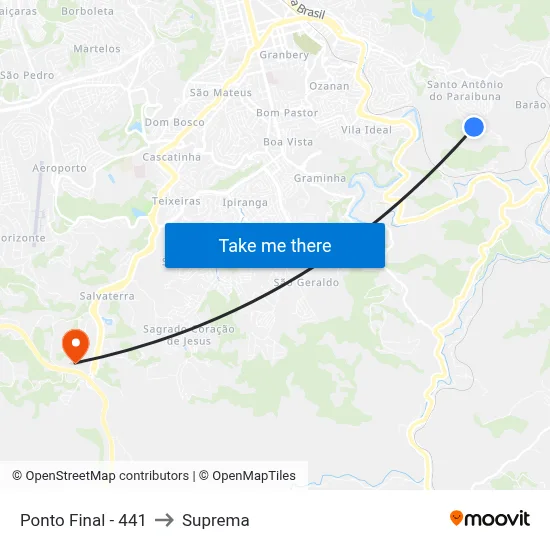 Ponto Final - 441 to Suprema map