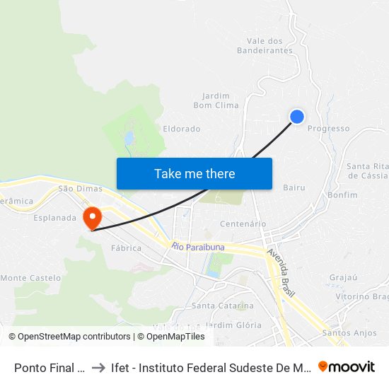 Ponto Final - 239 to Ifet - Instituto Federal Sudeste De Minas Gerais map