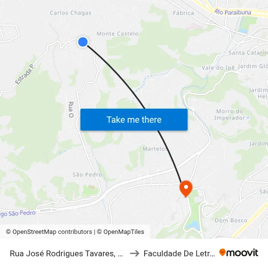 Rua José Rodrigues Tavares, 320 to Faculdade De Letras map