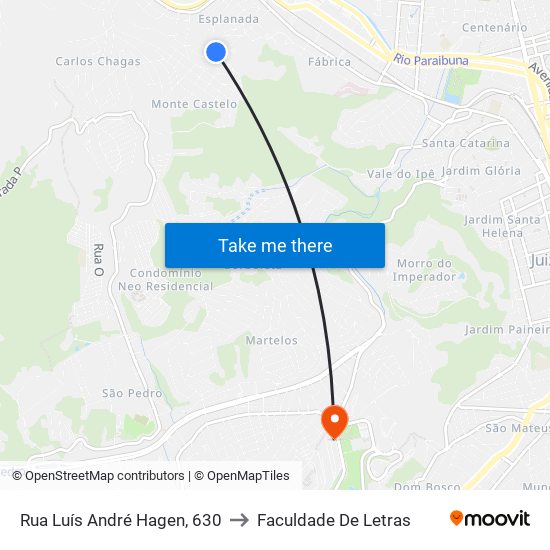 Rua Luís André Hagen, 630 to Faculdade De Letras map
