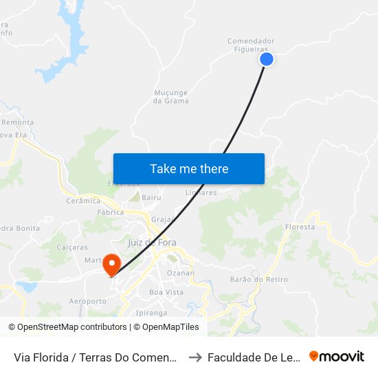 Via Florida / Terras Do Comendador to Faculdade De Letras map