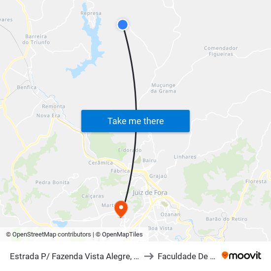 Estrada P/ Fazenda Vista Alegre, 2190-2728 to Faculdade De Letras map