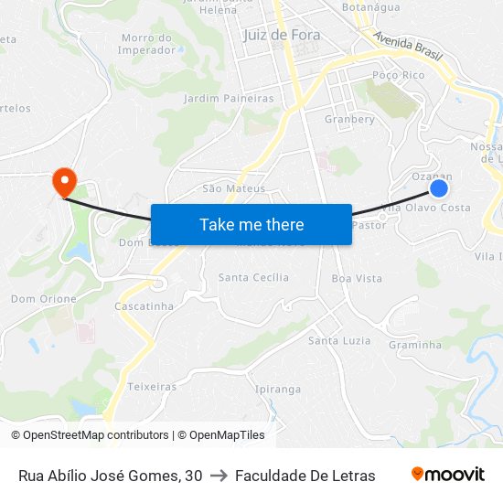 Rua Abílio José Gomes, 30 to Faculdade De Letras map