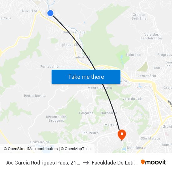 Av. Garcia Rodrigues Paes, 2190 to Faculdade De Letras map