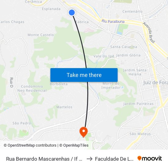 Rua Bernardo Mascarenhas / If Sudeste to Faculdade De Letras map