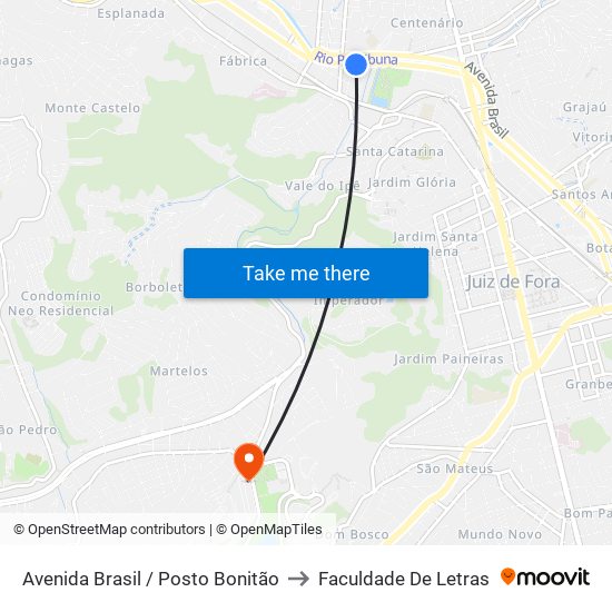 Avenida Brasil / Posto Bonitão to Faculdade De Letras map