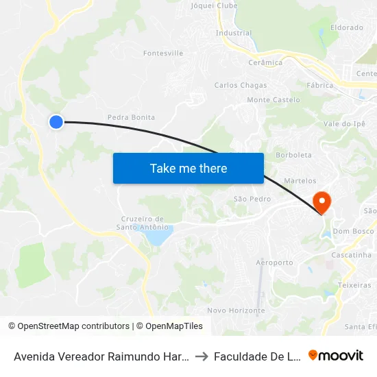 Avenida Vereador Raimundo Hargreaves to Faculdade De Letras map