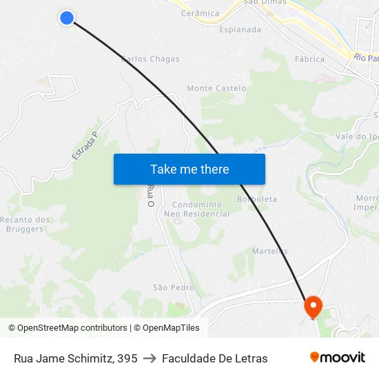 Rua Jame Schimitz, 395 to Faculdade De Letras map