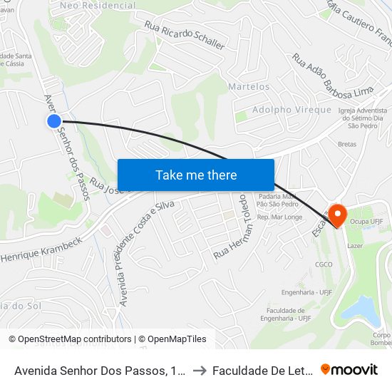 Avenida Senhor Dos Passos, 1340 to Faculdade De Letras map