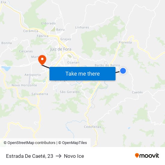 Estrada De Caeté, 23 to Novo Ice map