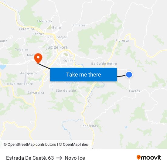 Estrada De Caeté, 63 to Novo Ice map