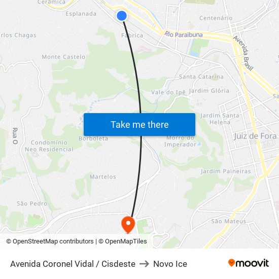 Avenida Coronel Vidal / Cisdeste to Novo Ice map