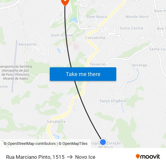 Rua Marciano Pinto, 1515 to Novo Ice map