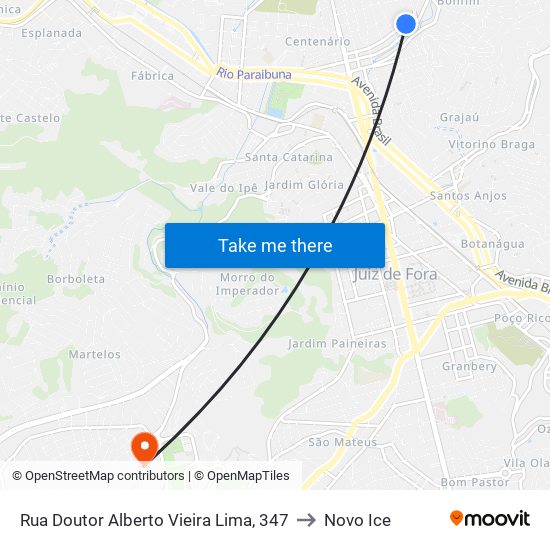 Rua Doutor Alberto Vieira Lima, 347 to Novo Ice map