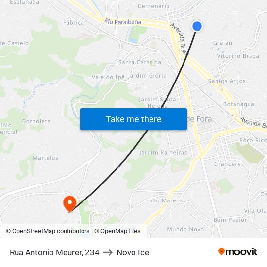 Rua Antônio Meurer, 234 to Novo Ice map