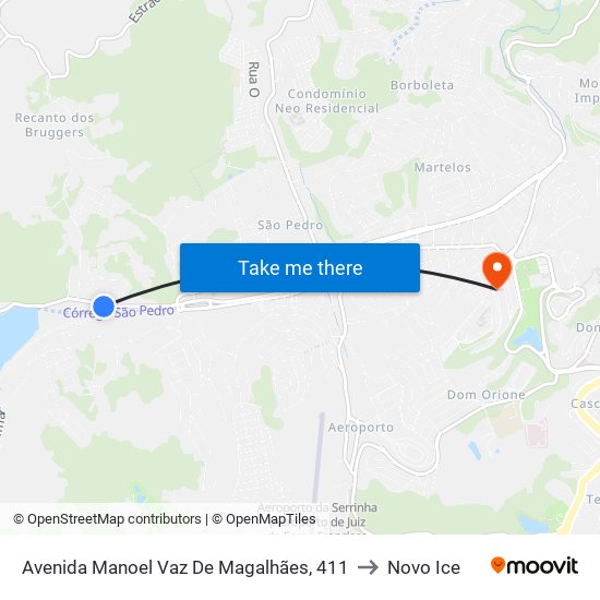 Avenida Manoel Vaz De Magalhães, 411 to Novo Ice map